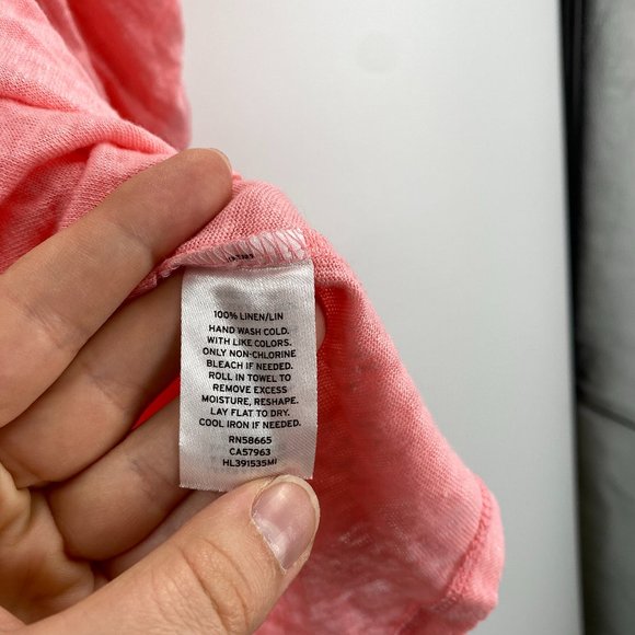 Chelsea28 Pink V Neck Ruched Sleeve Linen Top - Picture 4 of 6